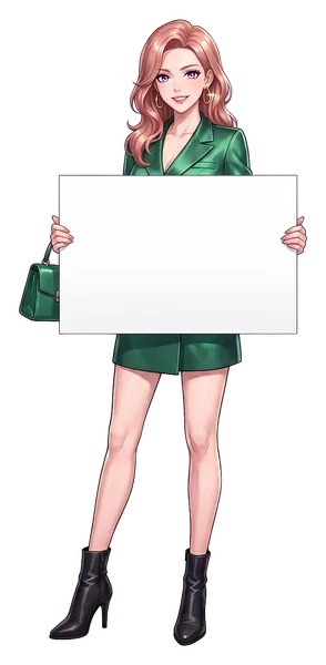 A woman with a handbag, holding a board: approximately 1,200 slot machines