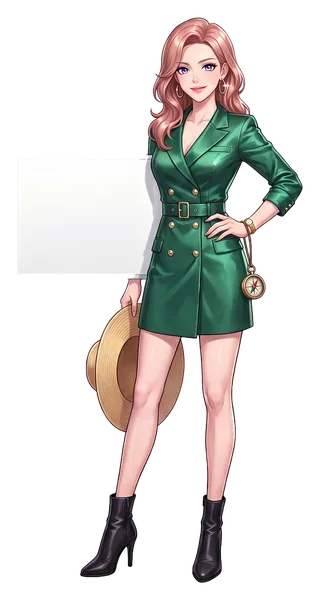 A woman with a sun hat, holding a board: no live table games