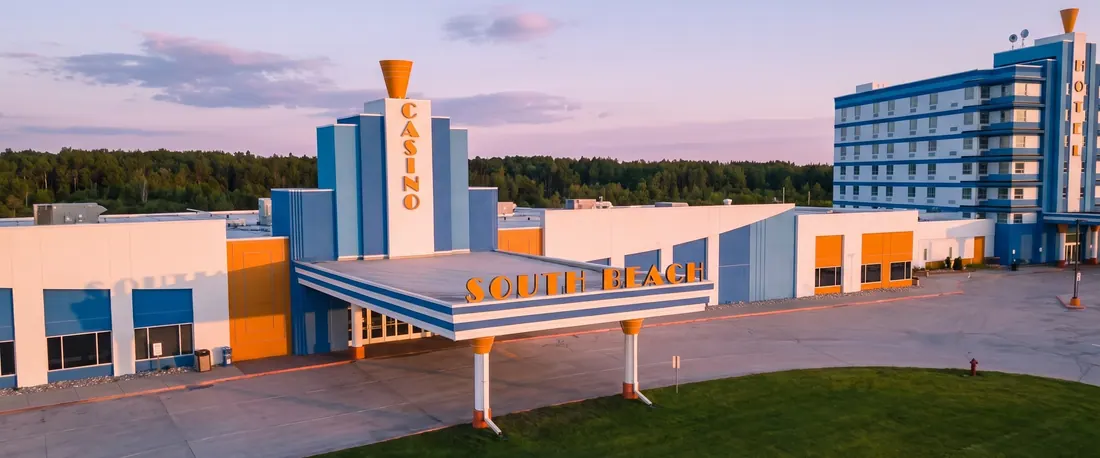 South Beach Casino & Resort from above at golden hour